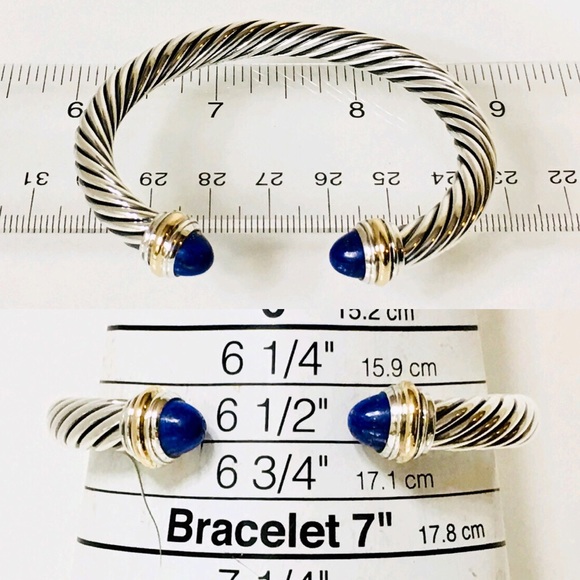 David Yurman 7mm Lapis Lazuli Cable Cuff Bracelet - Picture 6 of 7